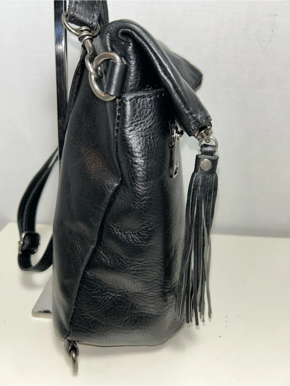 Patricia Nash Luzille Convertible Black Leather Backpack Crossbody Shoulder Bag